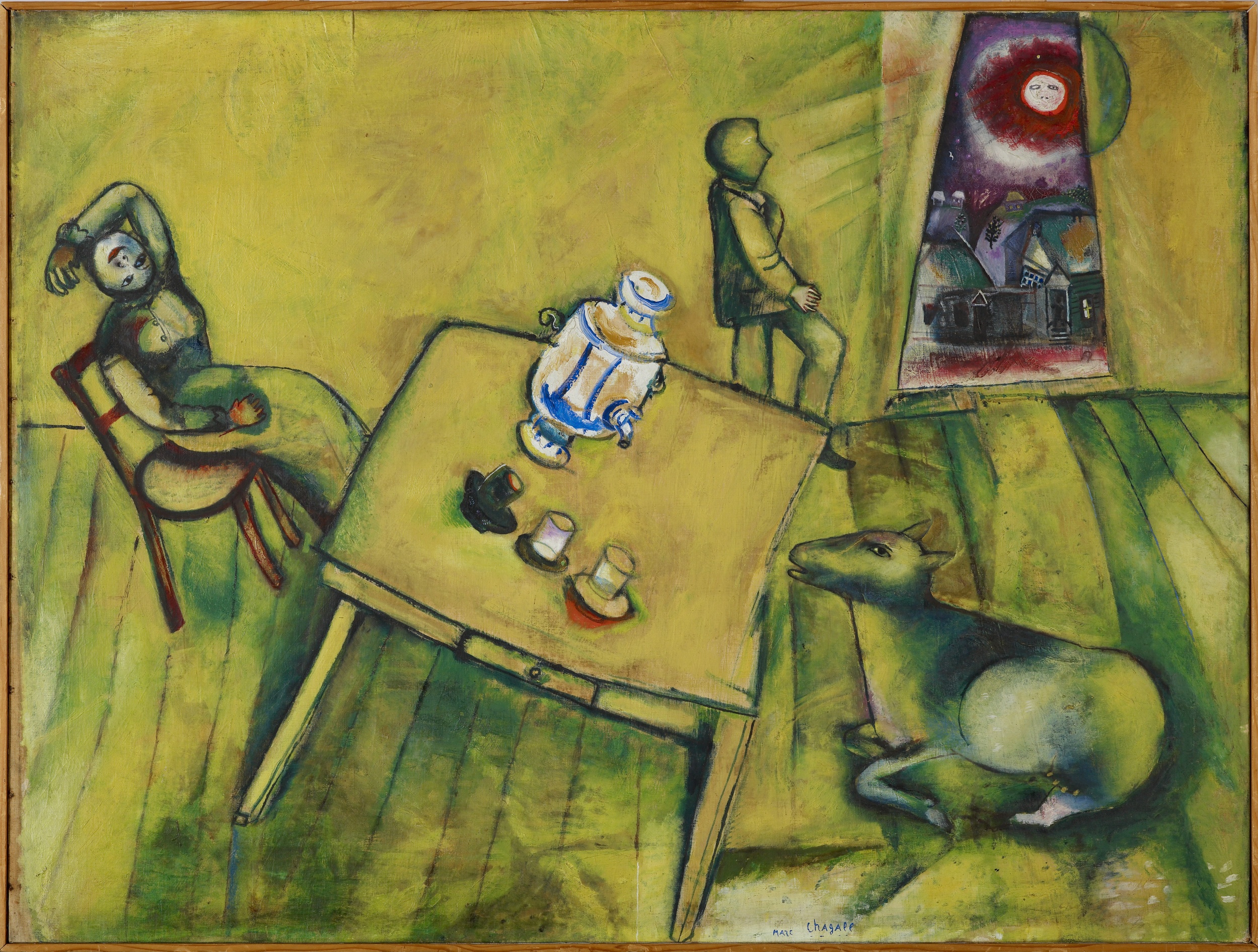 Marc Chagall; Das gelbe Zimmer (La chambre jaune); 1911 84.2 x 112 cm; Öl auf Leinwand - Fondation Beyeler, Riehen, Basel